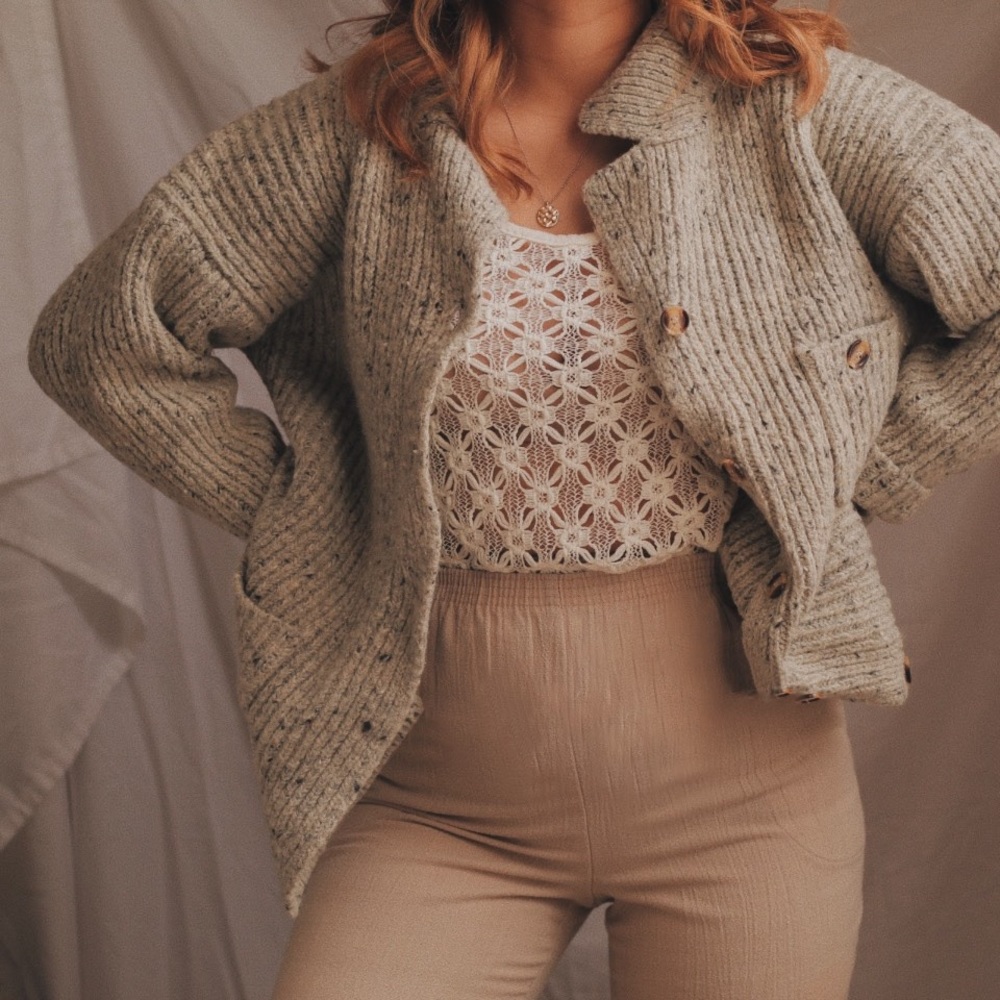 VINTAGE | marled chunky oversized cardigan